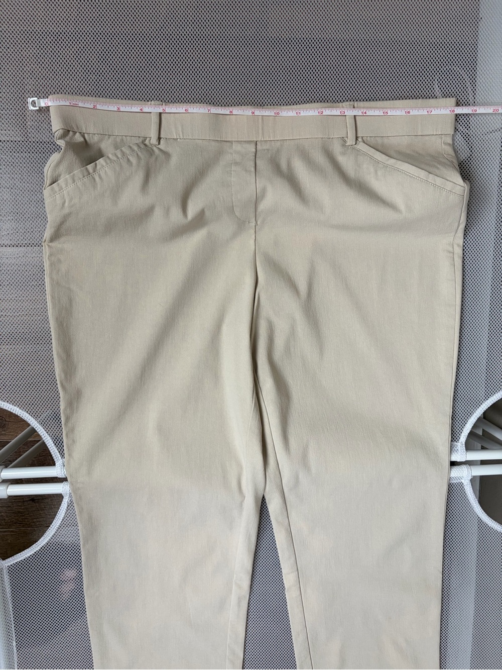 Rafaella Comfort Tan Khaki Crop Dress Pants Plus Sz 16 Straight Leg Stretch EUC - Picture 9 of 14